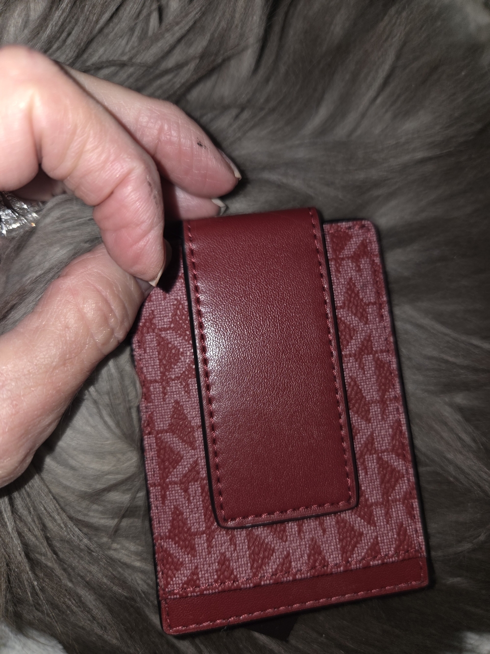Michael Kors Red Signature MK Card Holder with Logo Accent - Picture 3 of 4